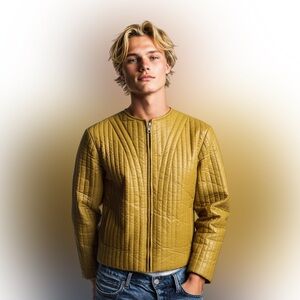 Tanner’s Quilted Leather Moto Jacket Camel Large